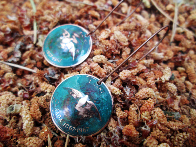 Domed 1967 Canadian Penny Earrings