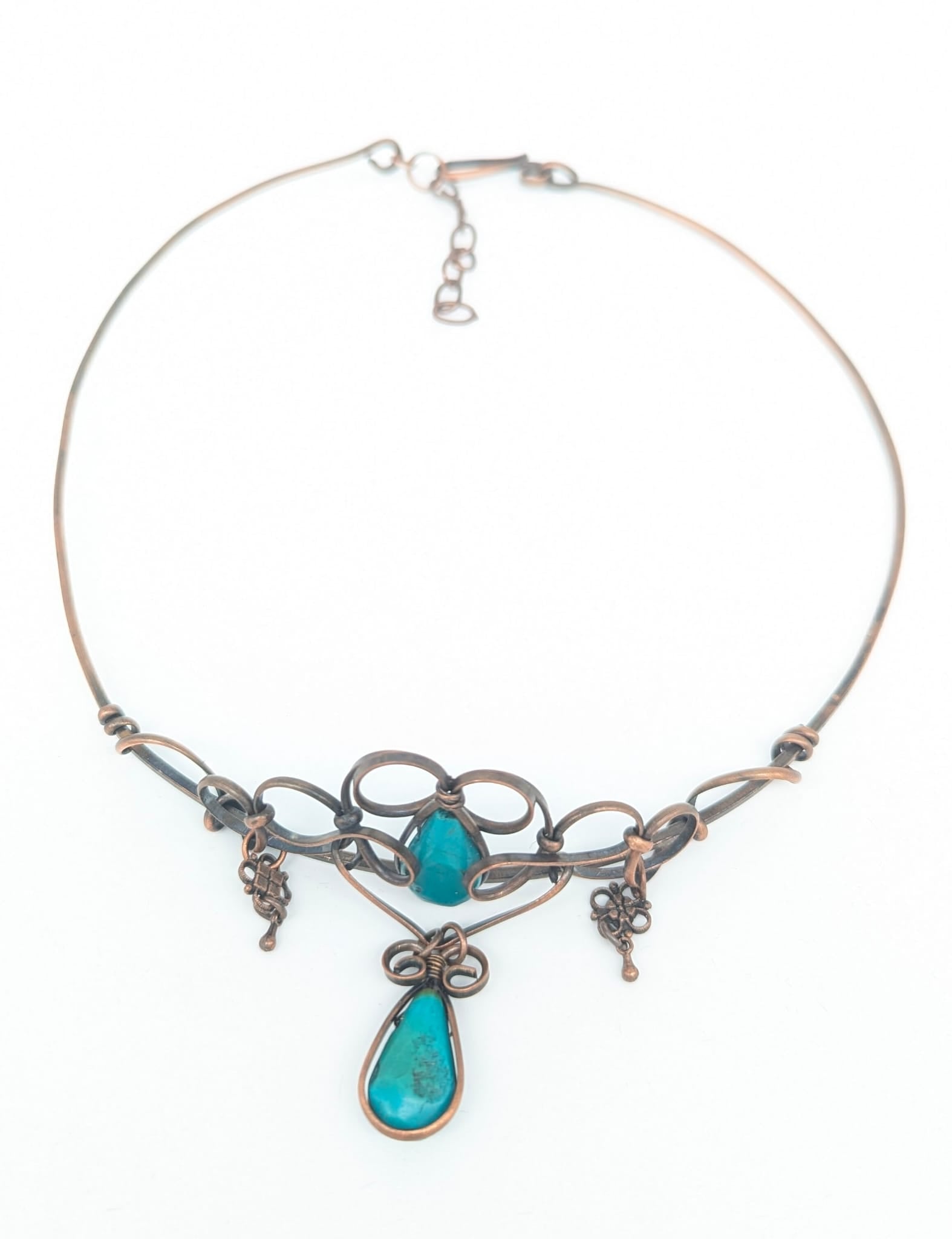 Copper head piece with two genuine Turquoise stones