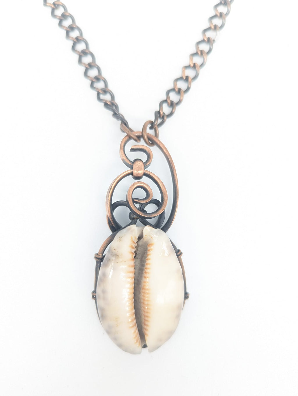 Cowrie Shell copper wrapped pendan