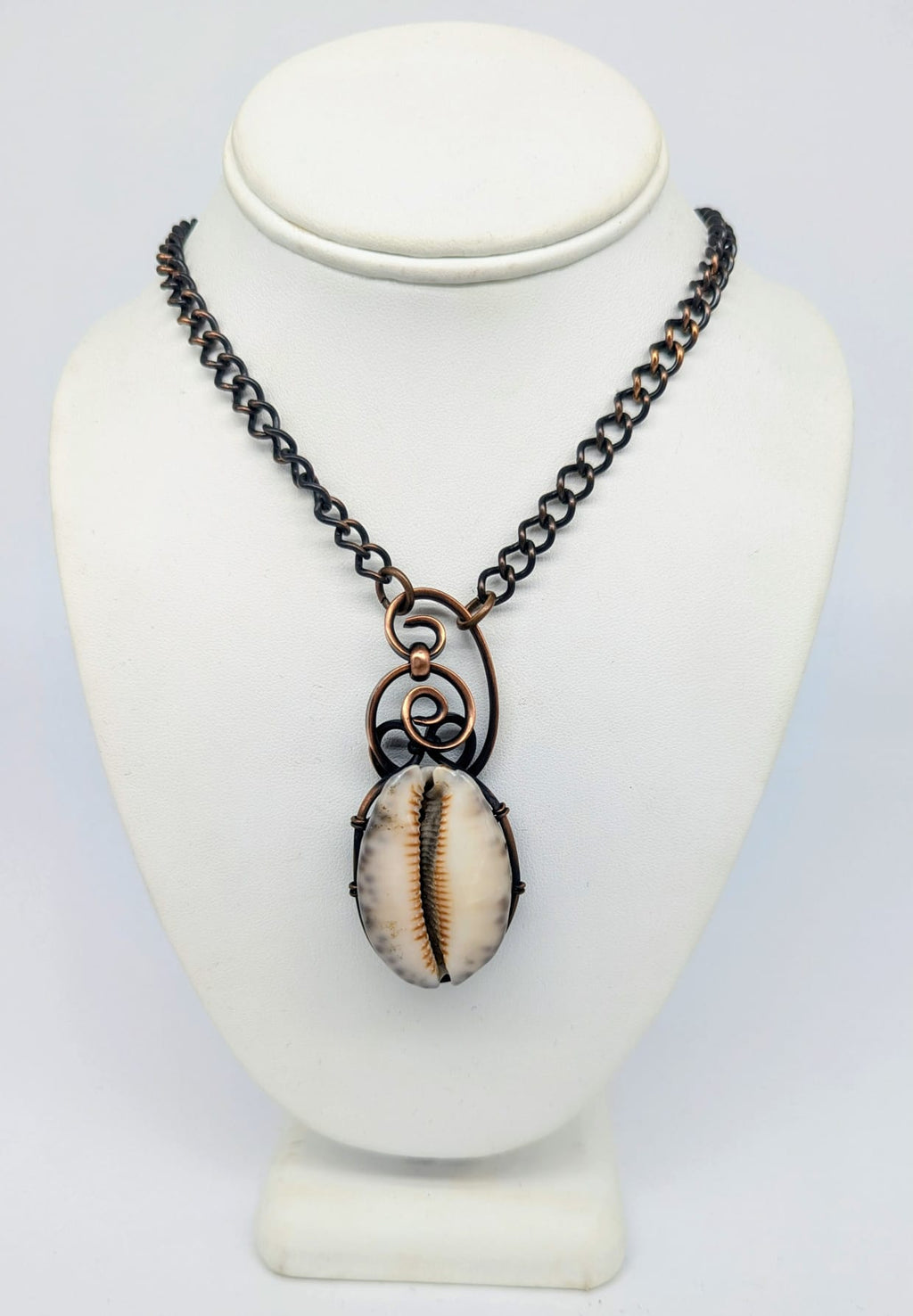 Cowrie Shell copper wrapped pendan