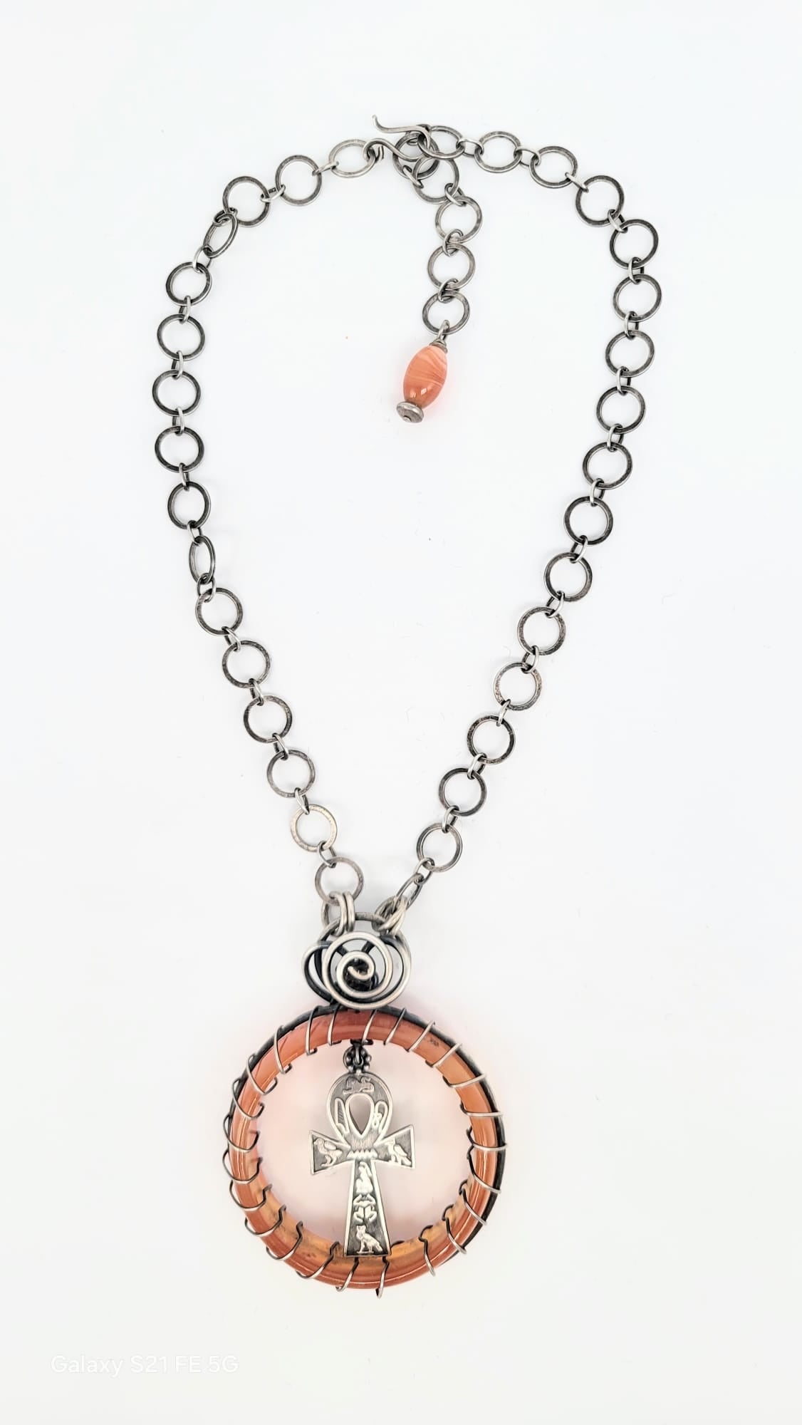 One of a kind Carnelian stone ring wrapped in sterling silver wire
