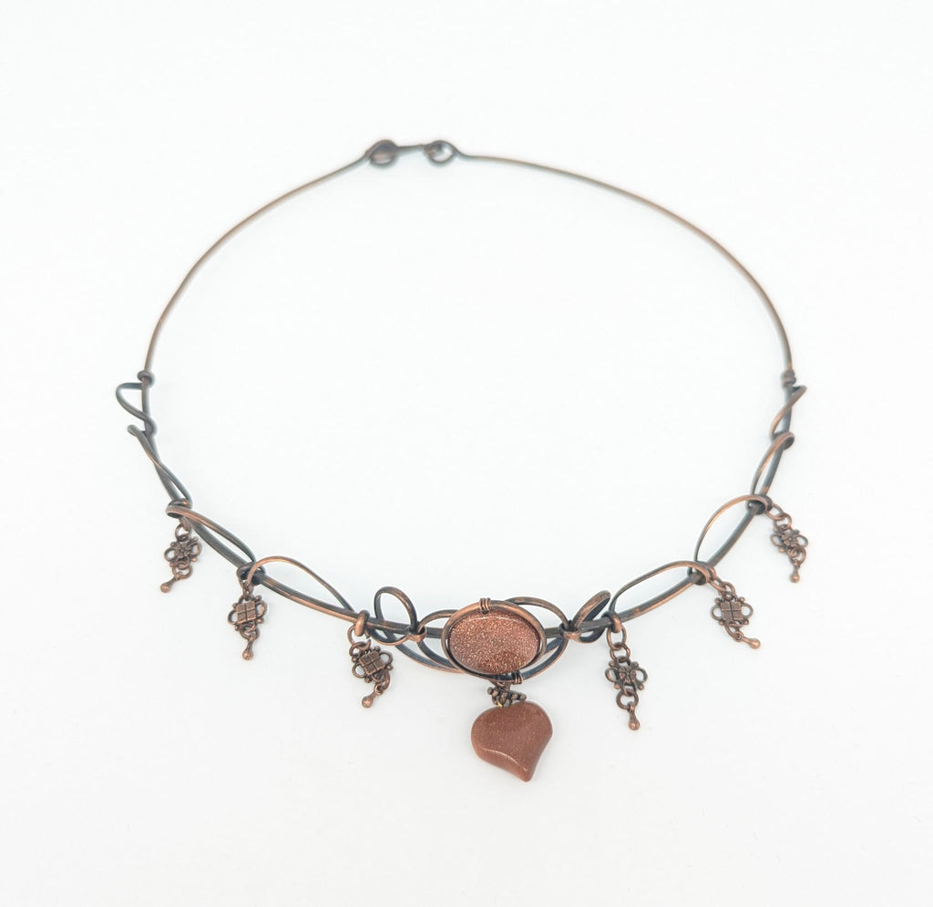 One of a kind Goldstone Head Piece