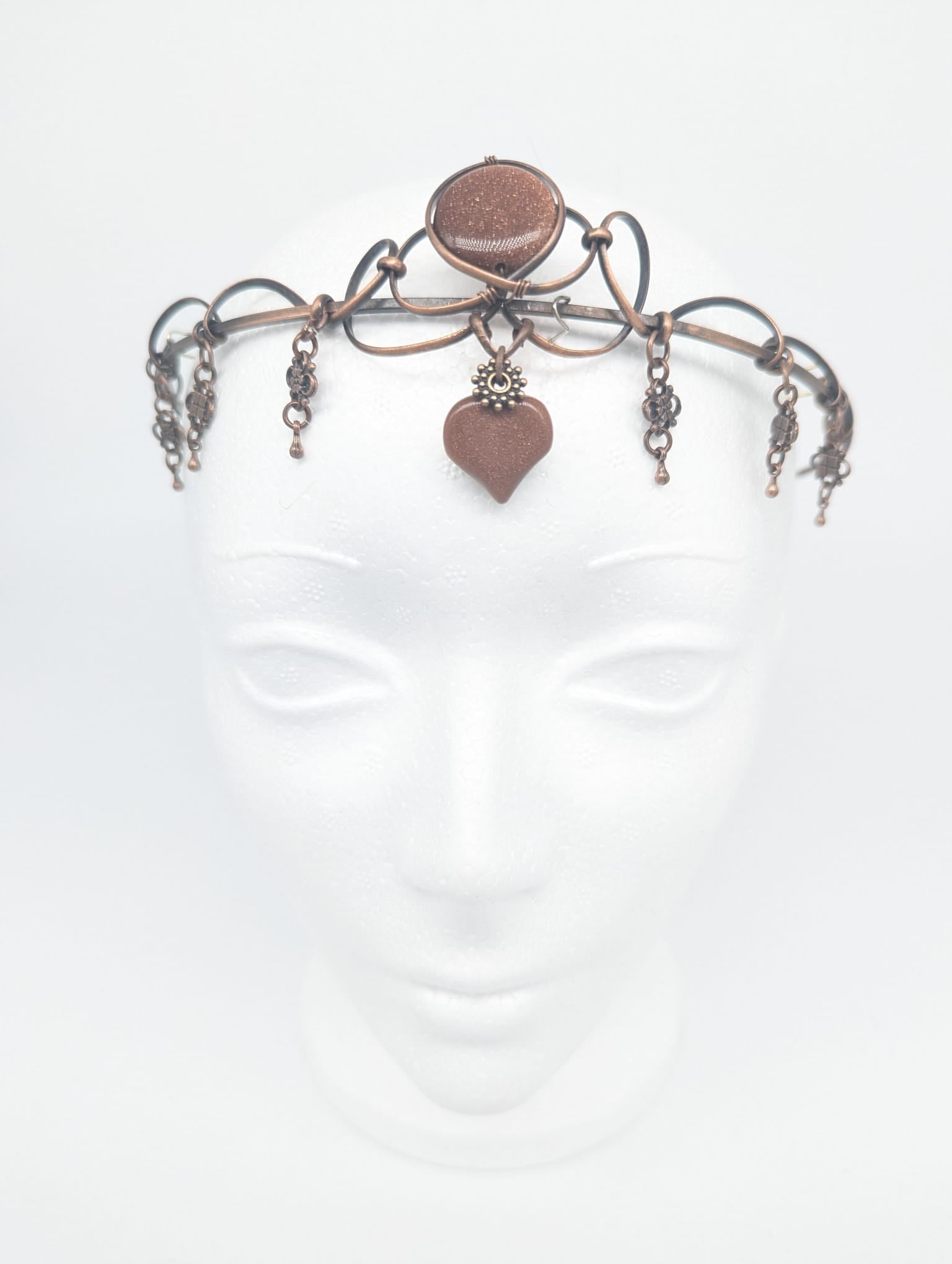 One of a kind Goldstone Head Piece