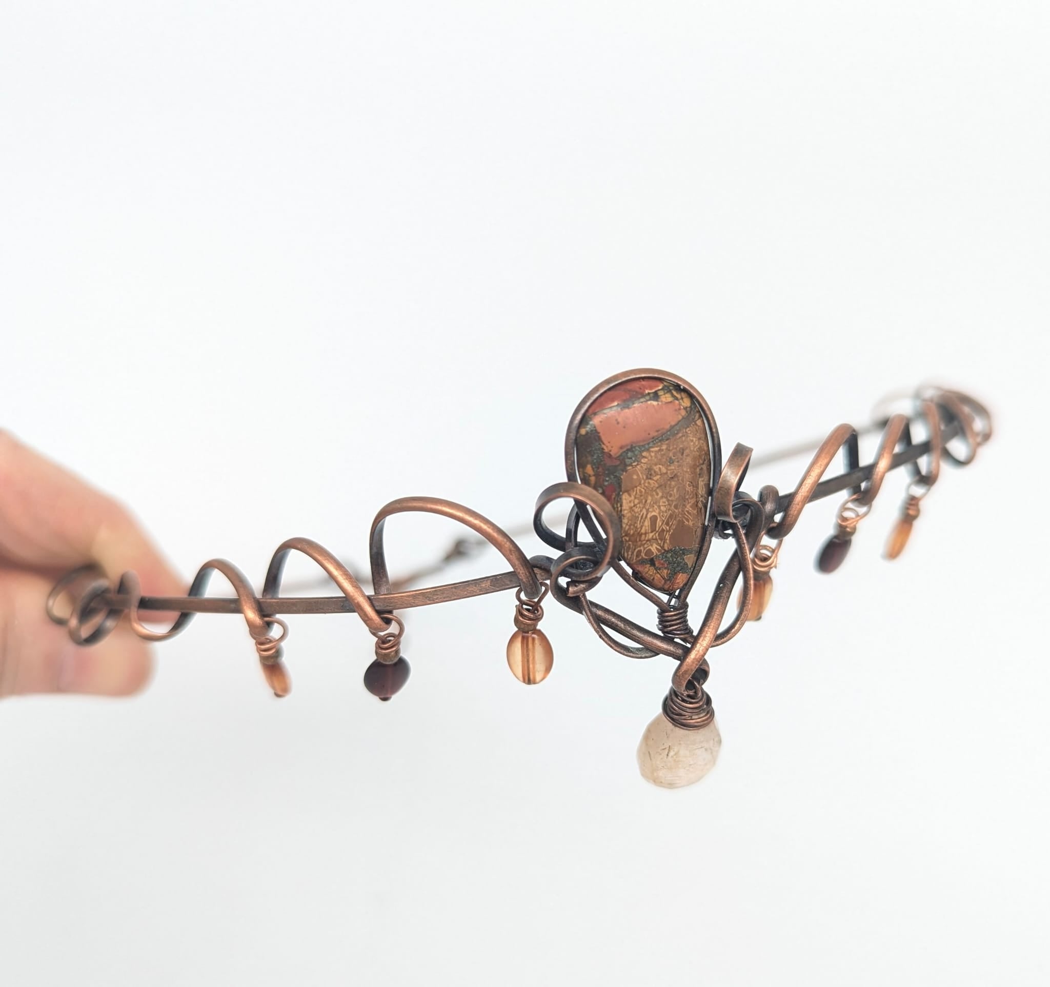 One of a kind Head Piece with a 1 inch long Mookaite Stone