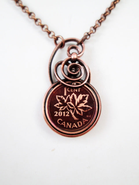 Canadian Penny Crescent Wrap Necklace